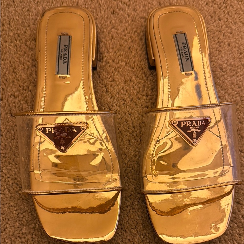 Prada Gold Women's Slide Sandals